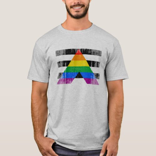 Straight Ally Flag distressedpng T_Shirt