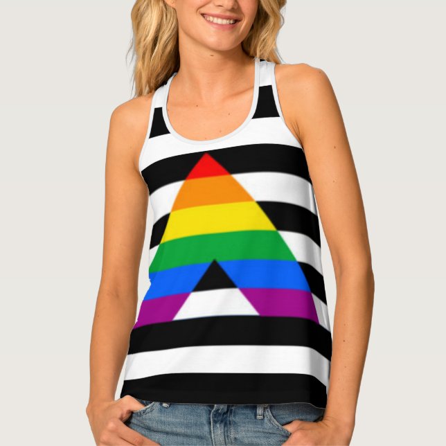 Straight Ally Flag LGBT Gay Supporter Racerback Tank Top (Front)