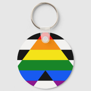 Straight Ally for Lgbtq+ community pride flag Keychain