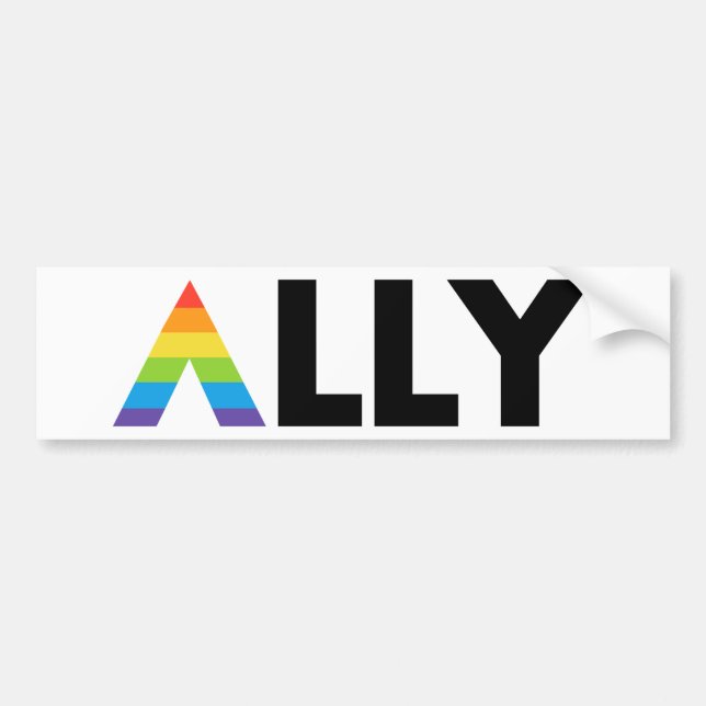 Straight Ally LGBTQ Rainbow LGBT Bumper Sticker (Front)