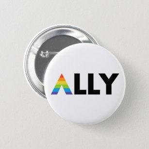 Straight Ally LGBTQ Rainbow LGBT Button