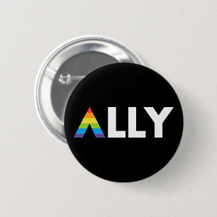 Straight Ally LGBTQ Rainbow LGBT Button