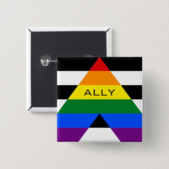 Straight Ally Pride Button (Front & Back)