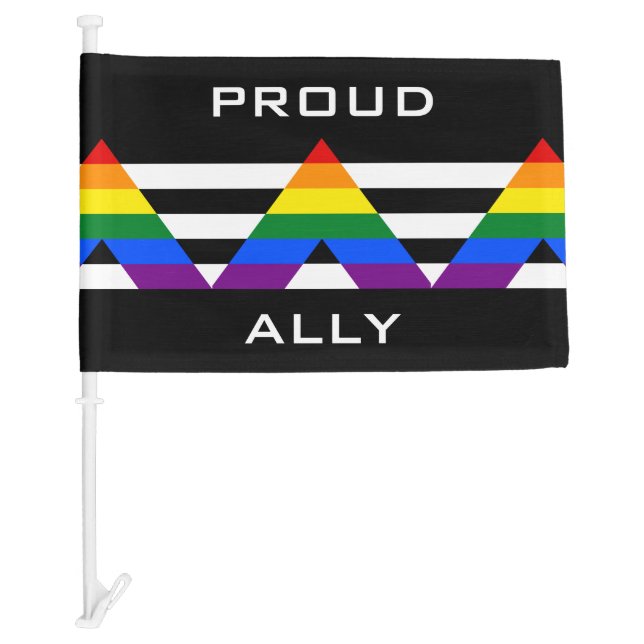 Straight Ally Pride  Car Flag (Front)