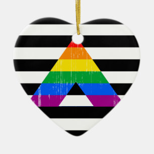 Straight Ally Pride distressed Ceramic Ornament