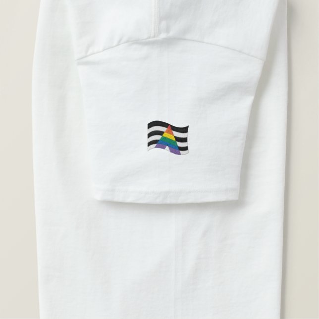 Straight Ally Pride Flag Embroidered T-Shirt (Design Right)