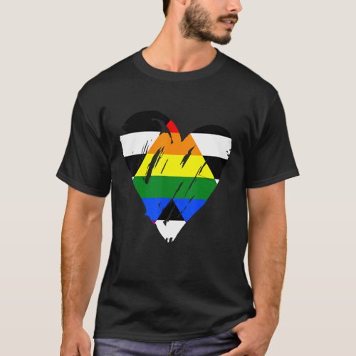 Straight Ally Pride Flag Lgbt Heart Flag T_Shirt