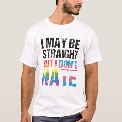 Straight Ally Pride Month Gifts Rainbow Trans Flag T_Shirt