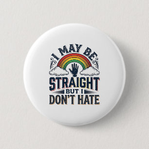 Straight Ally Pride Rainbow Vintage Vector Design_ Button