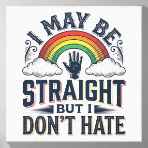 Straight Ally Pride Rainbow Vintage Vector Design_ Canvas Photo Tile