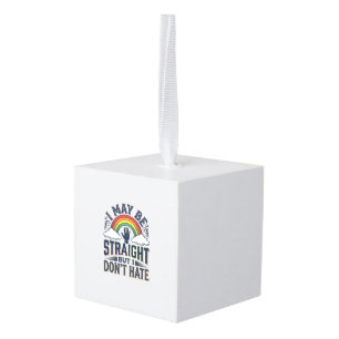 Straight Ally Pride Rainbow Vintage Vector Design_ Cube Ornament