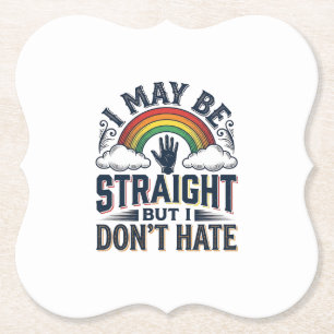 Straight Ally Pride Rainbow Vintage Vector Design_ Paper Coaster