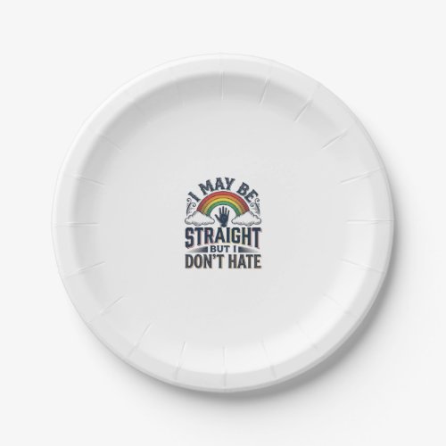 Straight Ally Pride Rainbow Vintage Vector Design_ Paper Plates