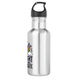 Straight Ally Pride Rainbow Vintage Vector Design_ Stainless Steel Water Bottle