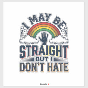 Straight Ally Pride Rainbow Vintage Vector Design_ Sticker