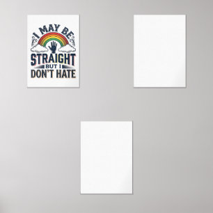 Straight Ally Pride Rainbow Vintage Vector Design_ Wall Art Sets