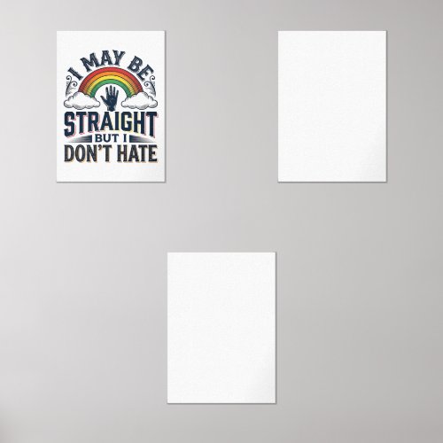Straight Ally Pride Rainbow Vintage Vector Design_ Wall Art Sets
