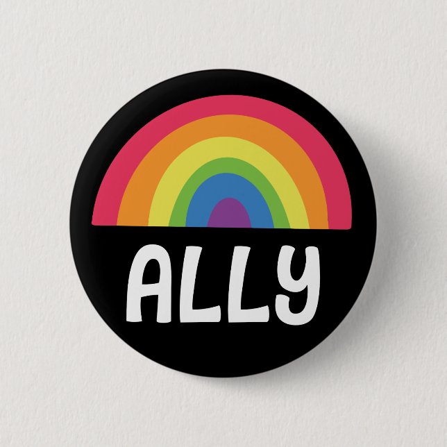 Straight Ally Rainbow Button (Front)