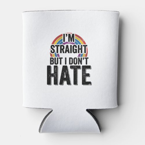 Straight Ally Rainbow Vintage Typography Shirt_1 Can Cooler