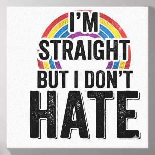 Straight Ally Rainbow Vintage Typography Shirt_1 Canvas Photo Tile