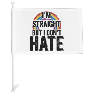 Straight Ally Rainbow Vintage Typography Shirt_1 Car Flag