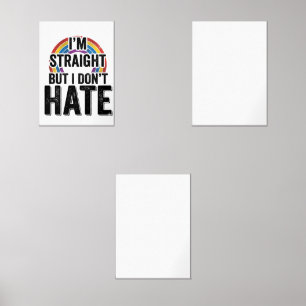 Straight Ally Rainbow Vintage Typography Shirt_1 Wall Art Sets