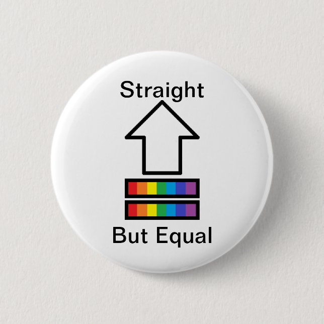 Straight But Equal LGBT support pin (Front)