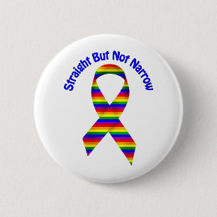 Straight But Not Narrow Gay Pride Tees, Gifts Pinback Button