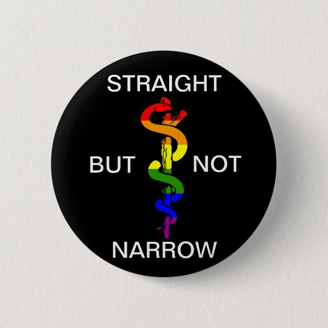 Straight But Not Narrow Rainbow Health Coalition Pinback Button (Front)