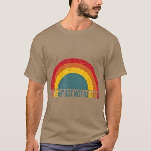 Straight But Not Narrow Retro Rainbow LGB T_Shirt