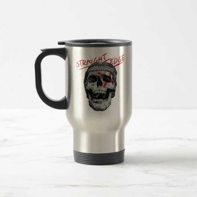 Straight Edge Skull Travel Mug (Left)