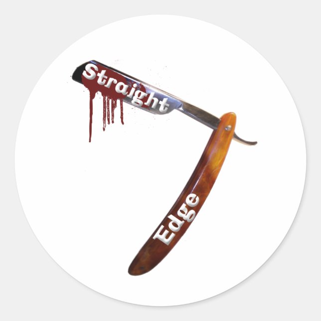 Straight Edge Straight Razor Classic Round Sticker (Front)