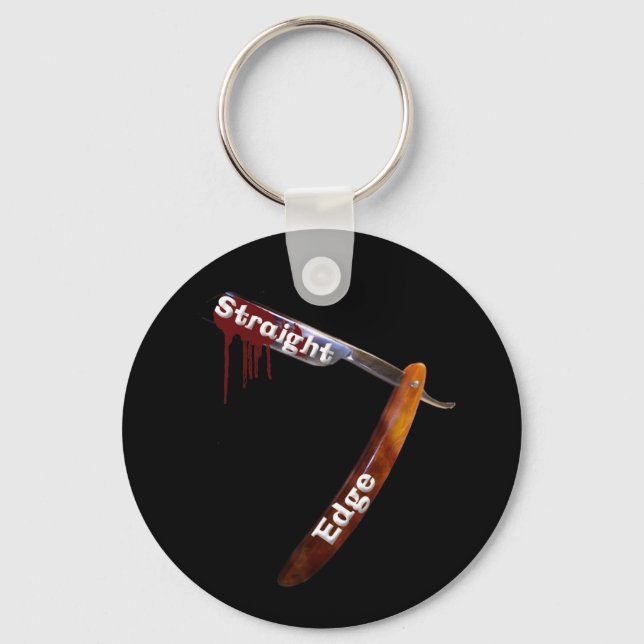 Straight Edge Straight Razor Keychain (Front)