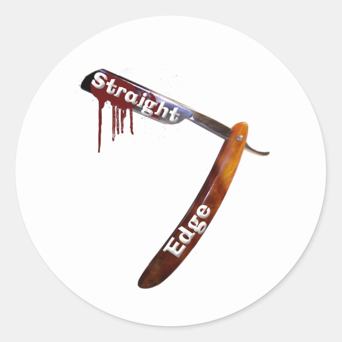 Straight Edge Straight Razor Round Stickers