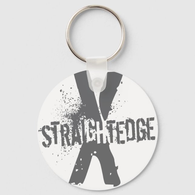 Straight Edge X dark gray Keychain (Front)