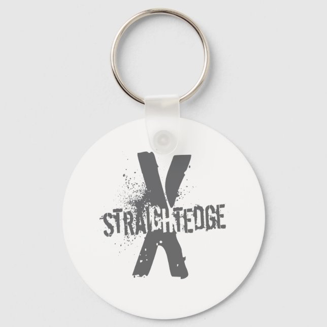 Straight Edge X dark grey Keychain (Front)