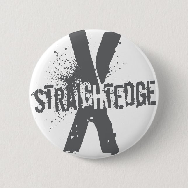 Straight Edge X dark grey Pinback Button (Front)