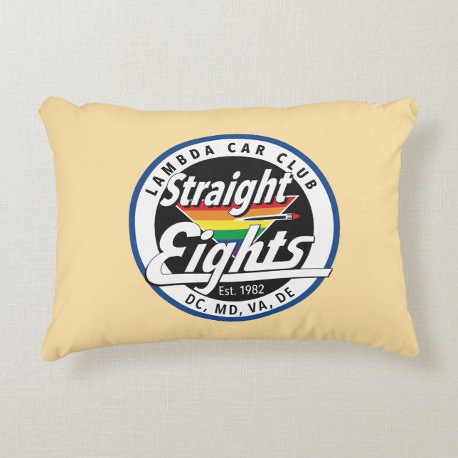 Straight Eights/LCCI Throw Pillow (Beige) (Front)