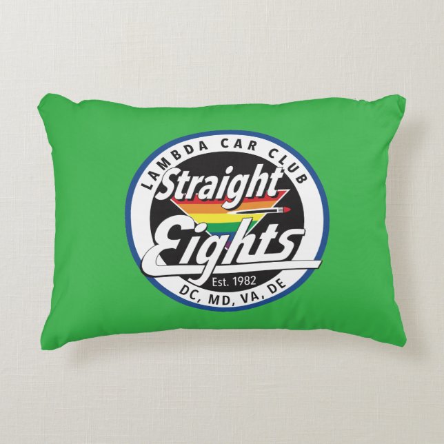 Straight Eights/LCCI Throw Pillow (Green) (Front)