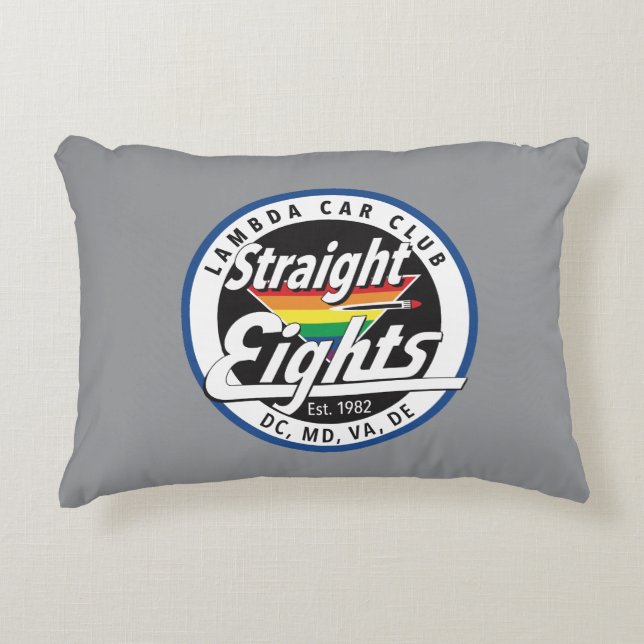 Straight Eights/LCCI Throw Pillow (Grey) (Front)