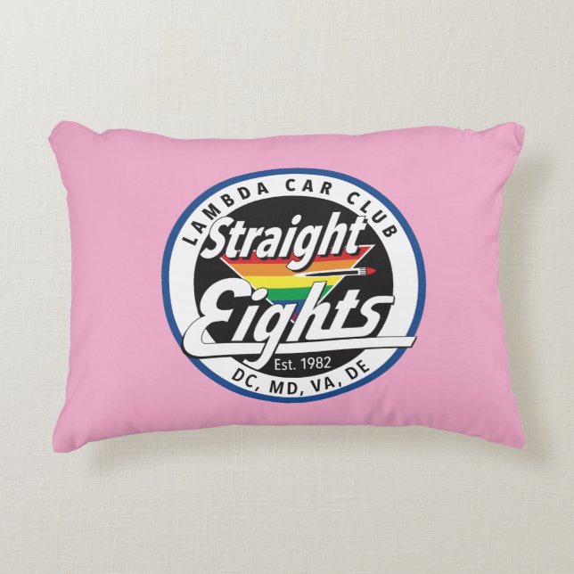Straight Eights/LCCI Throw Pillow (Pink) (Front)