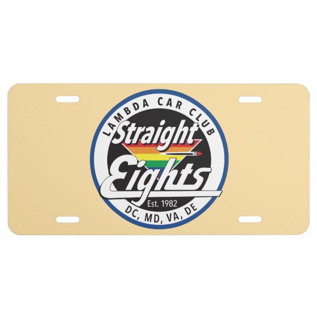 Straight Eights License Plate (Beige) (Front)