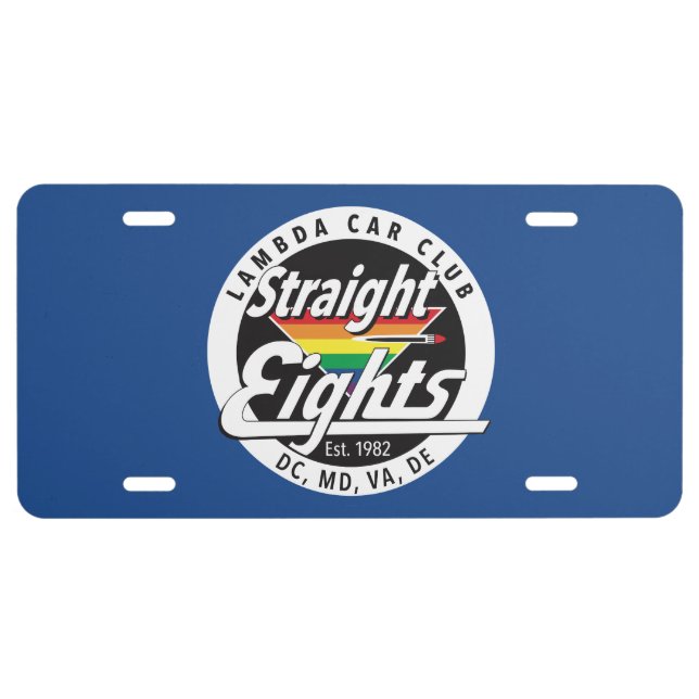 Straight Eights License Plate (Blue) (Front)