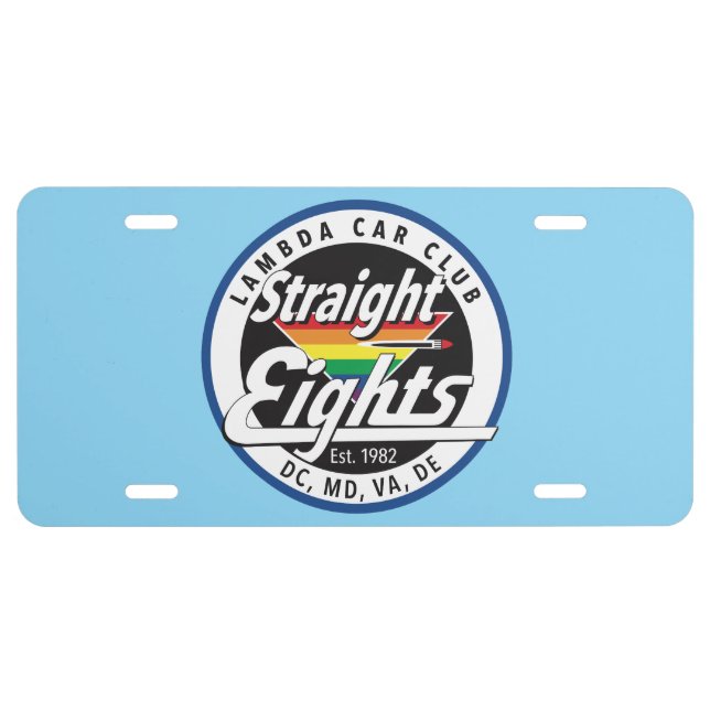 Straight Eights License Plate (Light Blue) (Front)