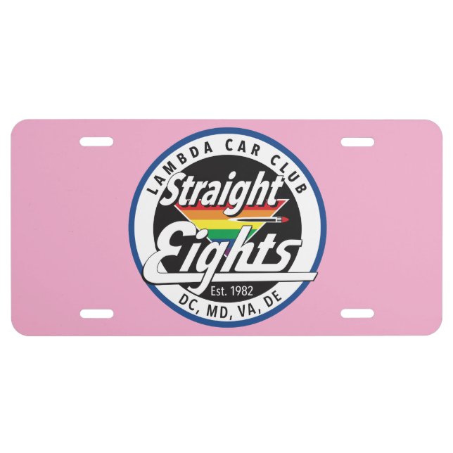 Straight Eights License Plate (Pink) (Front)