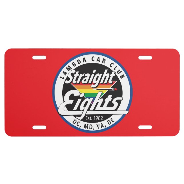 Straight Eights License Plate (Red) (Front)