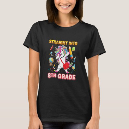 Straight Into 8th Grade Dabbing Unicorn Eighth Kid T_Shirt