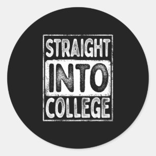 Straight into college retro back to school classic round sticker