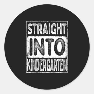 Straight into kindergarten retro back to school classic round sticker