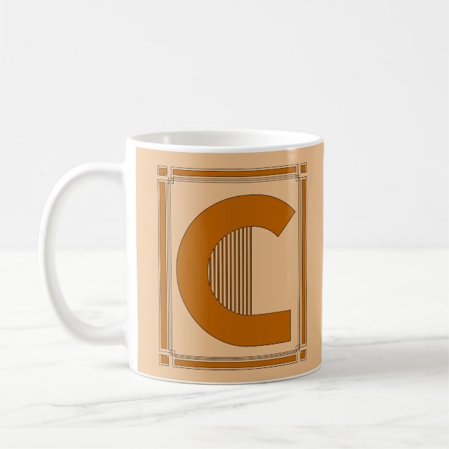 Straight lines art deco with monogram, letter C Coffee Mug (Left)